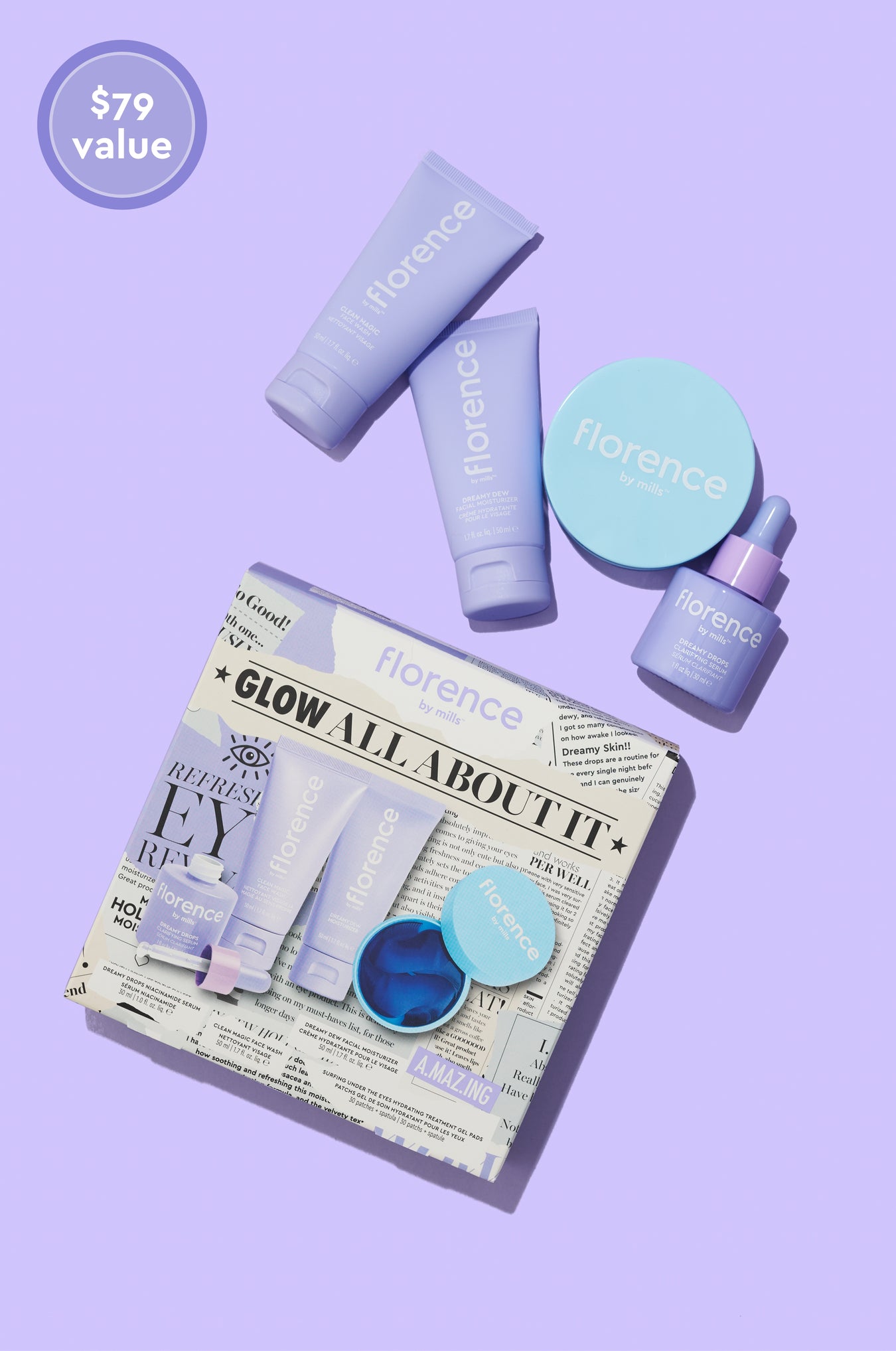 glow all about it skincare set from Florence by Mills by Millie Bobby Brown